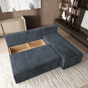 Masseno Narożnik BRISO z funkcją spania i pojemnikiem na pościel Narozniki L, Rozkładana sofa - Szary, TILIA 85