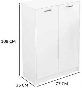 Szafka biurowa typu loft z 2 drzwiami i przestronnymi półkami, niezależna, biała, 108 cm