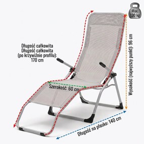 Leżak ogrodowy siateczkowy Barbados, jasnoszary Texteline