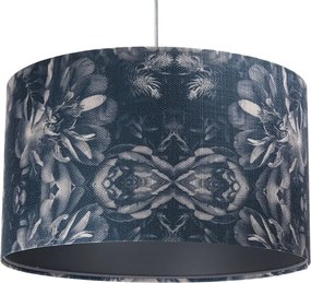 Granatowa lampa wisząca z abażurem w kwiaty - 3X S394 T0-K76