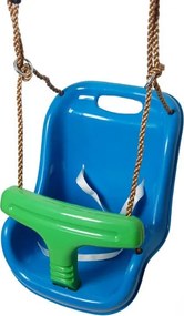 Huśtawka kubełkowa plastikowa z wysokim oparciem niebiesko-zielona