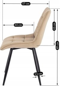 Krzesło Tapicerowane do Jadalni RIO Beżowe Welurowe Nowoczesne Loft