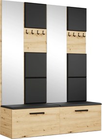 Masseno Garderoba MODULO 161,2/204/40 cm do Przedpokoju Nowoczesna Dąb Artisan