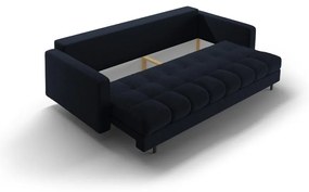 Ciemnoniebieska rozkładana sofa ze schowkiem z materiału bouclé 222 cm Bali – Cosmopolitan Design