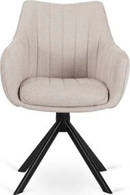 Krzesło Tapicerowane Obrotowe do Salonu MUMBAI Kremowe Nowoczesne