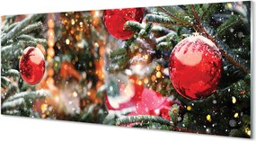 Panel szklany do Kuchni Zimowy Pejzaż z Bombkami