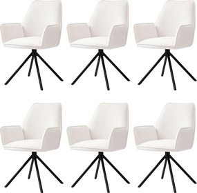 Krzesło do jadalni MCW-G67 (zestaw 6 sztuk),  kremowo-beżowy, czarne nogi