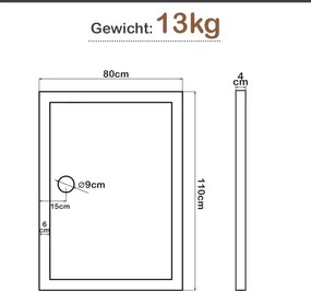 Aquamarin Brodzik prostokątny 110 x 80 cm
