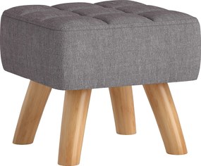 HOMCOM Pufa z wyściełaniem, imitacja lnu, drewniane nogi, maksymalne obciążenie 110 kg, szary