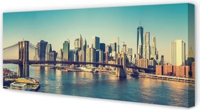 Fotoobraz na płótnie Rzeczna Panorama z Mostem