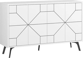 Nowoczesna komoda – 123 cm – biała – płyta wiórowa pokryta melaminą