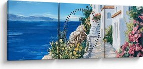 Obraz - Uliczka nad morzem (z zegarem) (90x30 cm)