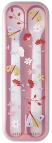 Biało-jasnoróżowe plastikowe łyżeczki dla dzieci zestaw 2 szt. Flowers &amp; butterflies – Mepal