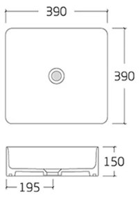 Umywalka ceramiczna nablatowa kwadratowa ryflowana biała 39 x 39 cm LAMI