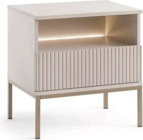 Stolik nocny Shark 54 cm nowoczesny ryflowany MDF szafka nocna do sypialni elegancka z ABS