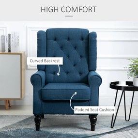 HOMCOM Fotel uszak elegancki niebieski solidne wypełnienie zdejmowana tapicerka 74x86x102 cm | Aosom PL