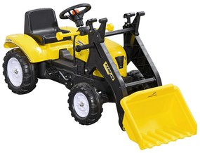 HOMCOM Traktor na pedały dla dzieci Ładowarka kołowa z łopatą Żółty i czarny 114x41x52cm | Aosom PL