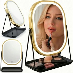 Lusterko Do Makijażu PREMIUM METALOWE Kosmetyczne PODŚWIETLANE LED | VOLAN