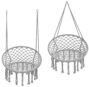 Krzesło Brazylijskie fotel wiszący Magia Wypoczynku w Stylu Boho  B-3101C SZARY