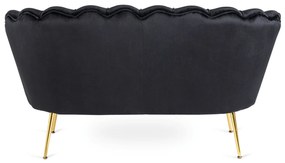 Sofa ZENDAYA Dwuosobowa Czarna Muszelka Glamour do Salonu