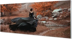 Szklany Panel Kobieta w Jesiennych Górach