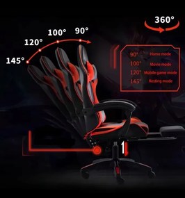 Fotel gamingowy z podnóżkiem Raxor, kolor czarno-szary