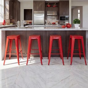 Metalowy stołek barowy MCW-A73 (zestaw 4 sztuk), czerwony