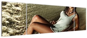 Obraz kobiety na plaży (170x50 cm)