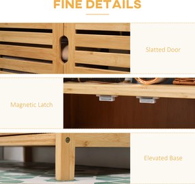 kleankin Szafka łazienkowa, komoda z lamelowymi drzwiami, regał łazienkowy, bambusowy, naturalne drewno