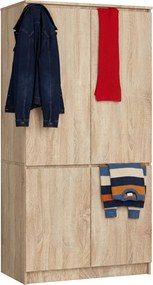 4 Drzwiowa Szafa Z Drążkiem I Półkami Dąb Sonoma S3-W53