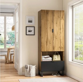 Hol wejściowy z 2 drzwiami, 1 wnęką i 1 szufladą - Płyta wiórowa - Naturalna