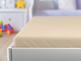 PrzytulneMieszkanie.pl Jersey prześcieradło do dziecięcego łóżeczka jasnobeżowe 70 x 140 cm