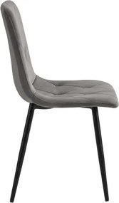 Szare aksamitowe krzesło LIBRA SILVER GREY z czarnymi nogami