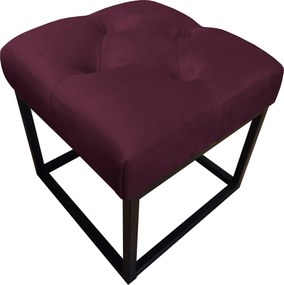 Pufa CHESTERFIELD tkanina Welur loft ławka podnóżek metal : Kolor Stelaża - Czarny , Kolor tkaniny - VELVET - MG02, Typ tkaniny - Velvet