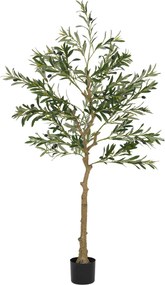 HOMCOM Sztuczna roślina, Sztuczne drzewo oliwne, 150 cm, 720 liści, 32 oliwki, stabilna doniczka, roślina dekoracyjna, zielona