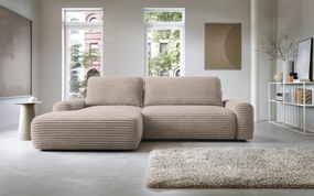 Masseno Narożnik OSSO z funkcją spania i pojemnikiem na pościel Narozniki L, Rozkładana sofa - Beżowy, AMBIENCE 04