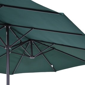 Outsunny Podwójny Parasol Owalny do Ogrodu z Korbką i Stojakiem, Ciemnozielony, Duży Rozmiar 460x270x240cm, Ochrona przed Słońcem | Aosom PL