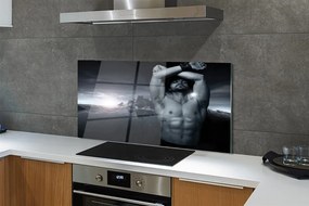 Panel szklany do Kuchni Mężczyzna na tle Gór
