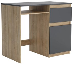 Biurko komputerowe młodzieżowe szkolne 90 cm REMI1 Dąb Sonoma/Antracyt