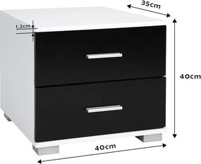 2x stolik nocny MIADOMODO - 40x40x35 cm, czarno-biały