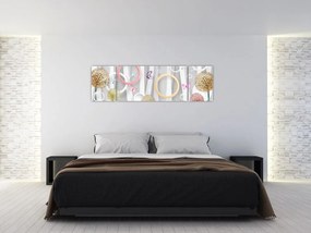 Abstrakcyjny obraz z dmuchawcami (170x50 cm)