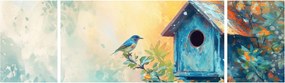 Obraz - Domek dla ptaków, akwarela (170x50 cm)