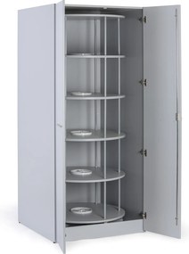 Szafa z obrotowym regałem na segregatory, 5 poziomów, zamykana na klucz, szary