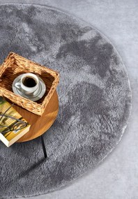 Dywan Cosy Shaggy Szary Elle Decoration Koło – miękki, wysoki włos 200 cm x 200 cm Certyfikat Oeko-Tex