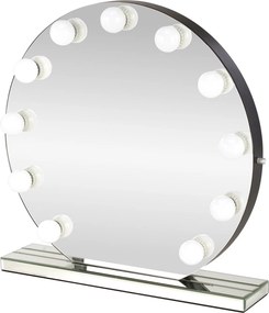Okrągłe lustro stołowe z żarówkami LED Torano Halmar