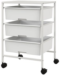 HOMCOM Boczny wózek na kółkach, 3 kosze do transportu i przechowywania, wózek kuchenny, 40,8 dł. x 33,5 szer. x 60,5 wys. cm, Biały