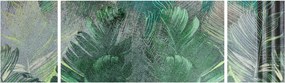 Obraz - Tekstura betonu z liśćmi (170x50 cm)