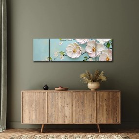 Obraz - Kwiatki na niebieskim tle (170x50 cm)