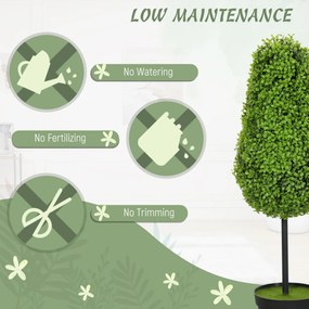 HOMCOM Zestaw 2 Sztucznych Roślin Bukszpanowych 90 cm w Kształcie Łez, Sztuczne Rośliny w Donicy - Nowoczesna Dekoracja