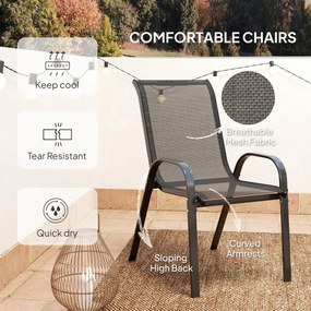 Outsunny 3-częściowy zestaw bistro, zestaw mebli ogrodowych z hartowanym szklanym stołem, sztaplowane krzesła ogrodowe, czarny | Aosom PL